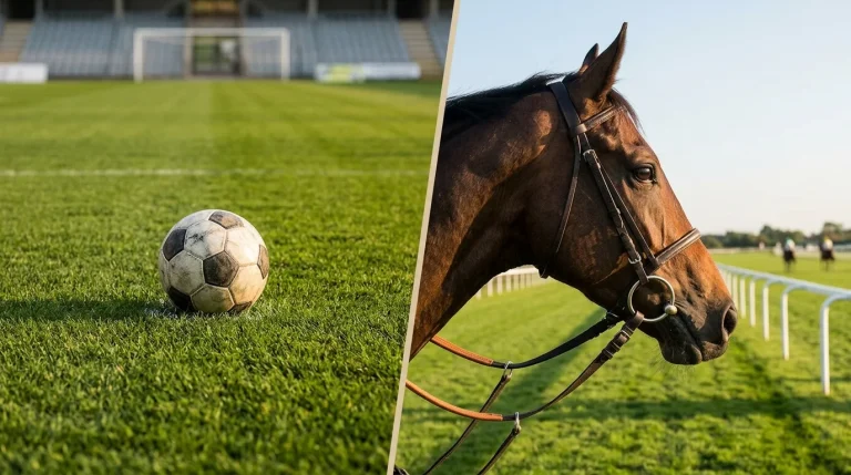 Sportwetten vs. Pferdewetten: Fußball und Pferd symbolisch gegenübergestellt